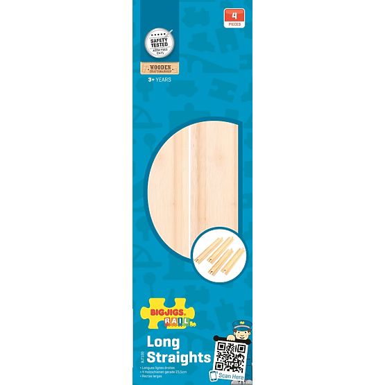 Bigjigs Rail Lange gerade Schienen 21 cm 4 Stk