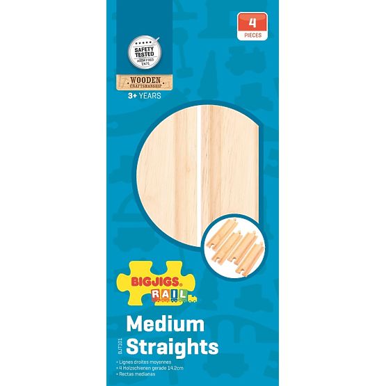 Bigjigs Rail Medium gerade Schienen 16 cm 4 Stk