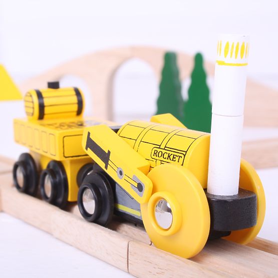 Bigjigs Rail Nachbildung der historischen Rocket-Lokomotive + 2 Gleise