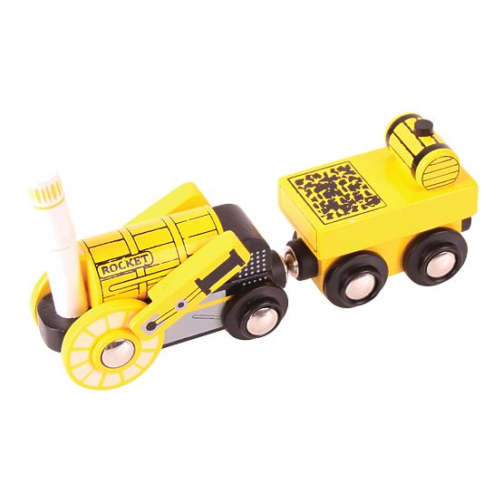 Bigjigs Rail Nachbildung der historischen Rocket-Lokomotive + 2 Gleise