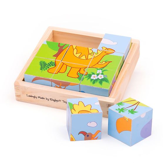 Bigjigs Toys Bilderwürfel Kubus Dinosaurier 9 Würfel