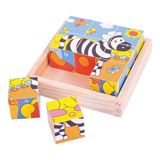 Bigjigs Toys Bildwürfel Kubus Safari 9 Würfel