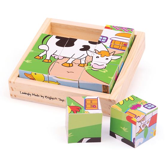 Bigjigs Toys Bildwürfel Kubus Tiere 9 Würfel