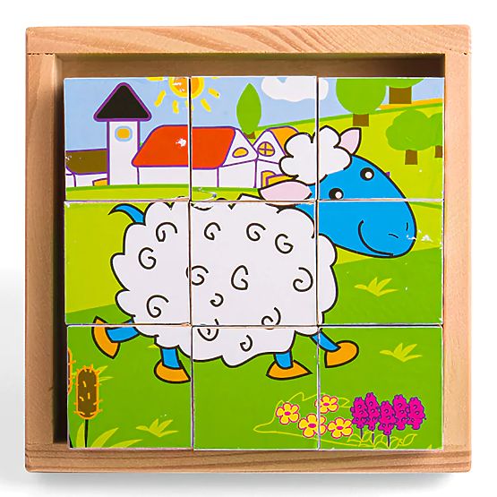 Bigjigs Toys Bildwürfel Kubus Tiere 9 Würfel