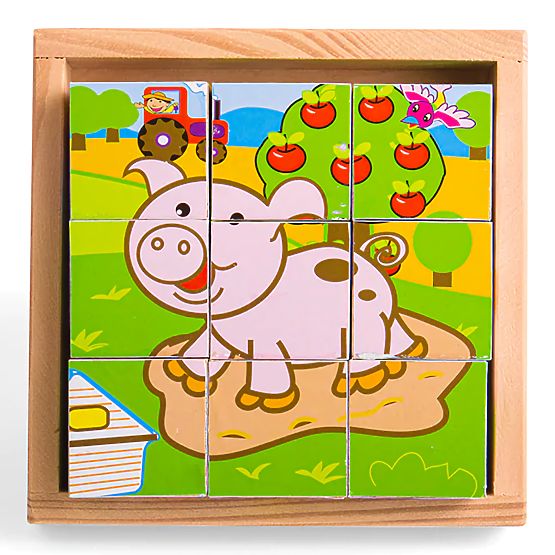 Bigjigs Toys Bildwürfel Kubus Tiere 9 Würfel