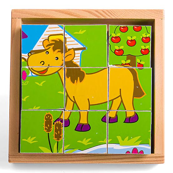 Bigjigs Toys Bildwürfel Kubus Tiere 9 Würfel