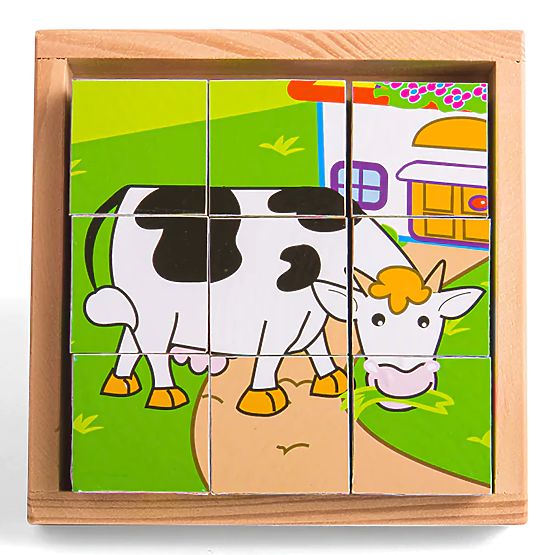 Bigjigs Toys Bildwürfel Kubus Tiere 9 Würfel