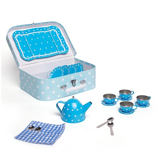 Bigjigs Toys Blaues gepunktetes Tee-Set