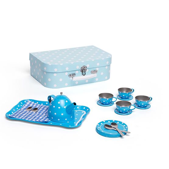 Bigjigs Toys Blaues gepunktetes Tee-Set