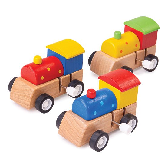 Bigjigs Toys Bunte Holz-Aufzieh-Lokomotive 1 Stk.