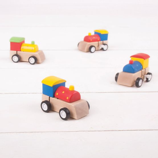 Bigjigs Toys Bunte Holz-Aufzieh-Lokomotive 1 Stk.