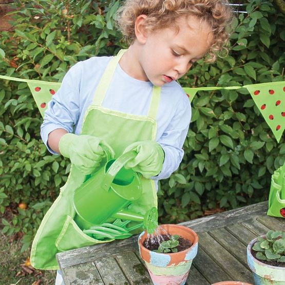 Bigjigs Toys Gartenwerkzeugset in Leinentasche grün