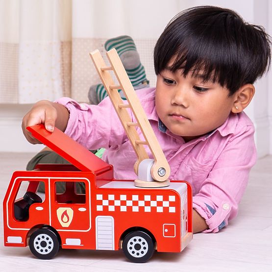 Bigjigs Toys Holzfeuerwehrauto