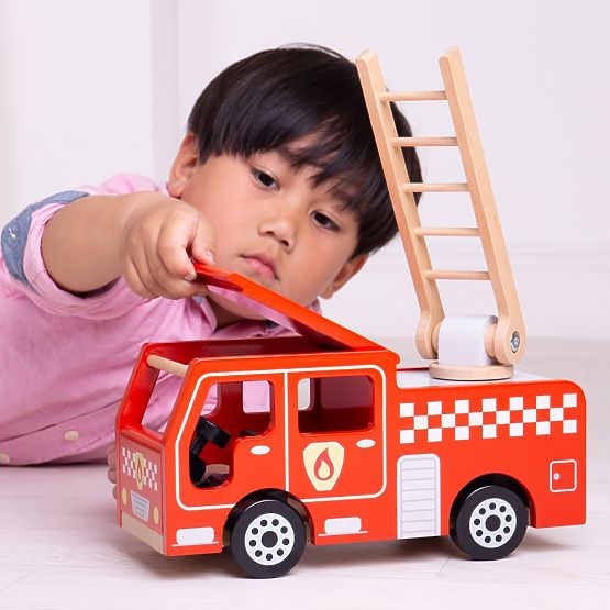 Bigjigs Toys Holzfeuerwehrauto
