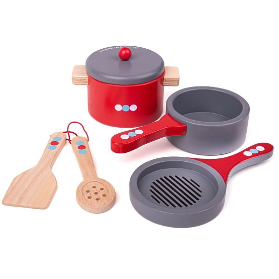Bigjigs Toys Holzgeschirr-Set mit Punkten