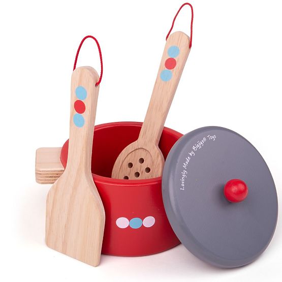 Bigjigs Toys Holzgeschirr-Set mit Punkten