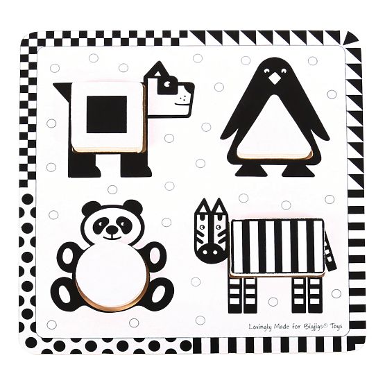 Bigjigs Toys Holzeinsatzpuzzle schwarz-weiße Formen 1