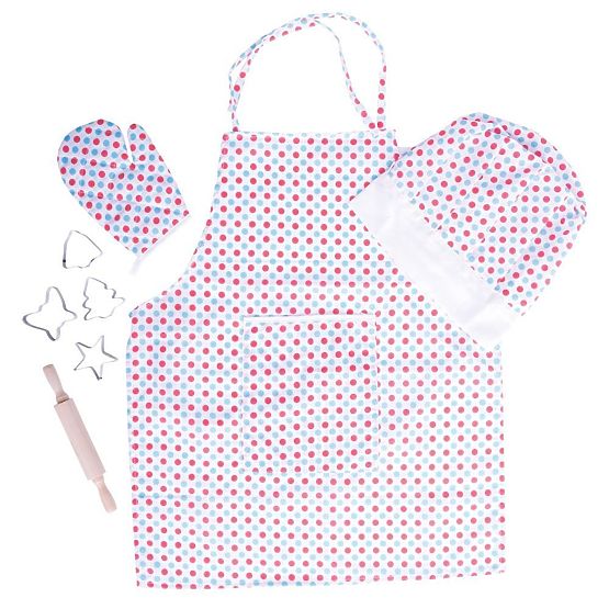 Bigjigs Toys Kochset mit gepunkteter Schürze