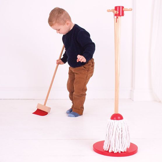 Bigjigs Toys Reinigungs-Spielset rot
