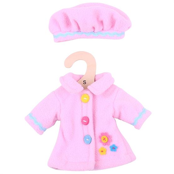 Bigjigs Toys Rosa Mantel mit Knöpfen für Puppe 28 cm