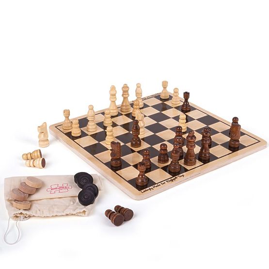 Bigjigs Toys Holzschach und Dame