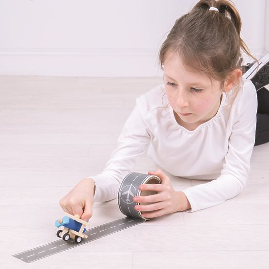 Bigjigs Toys Tape Landebahn mit Flugzeug
