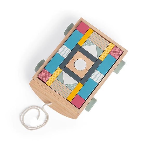 Bigjigs Toys Wagen mit Holzklötzen