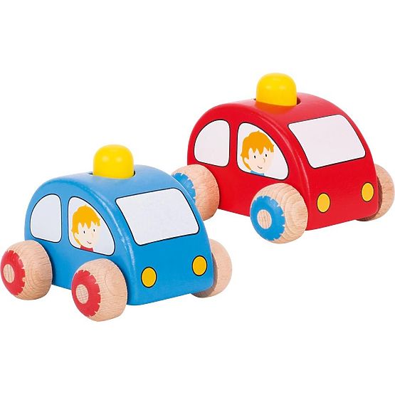 Blaues Auto mit Hupe