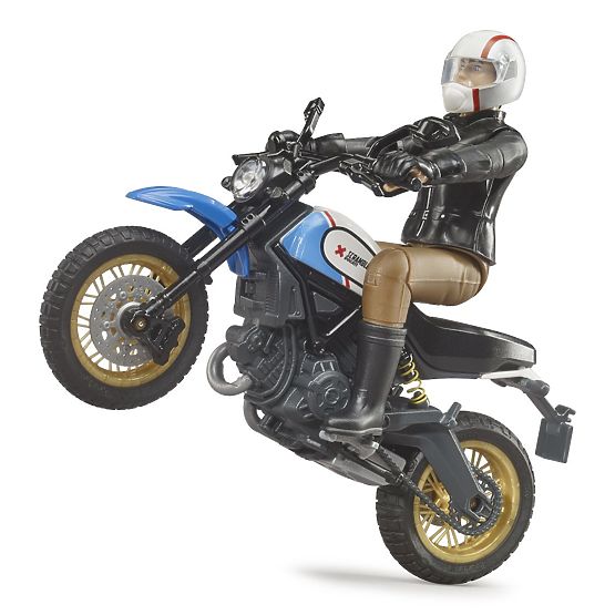 Bruder 63051 BWORLD Motorrad Scrambler Ducati Cafe Racer mit Fahrer