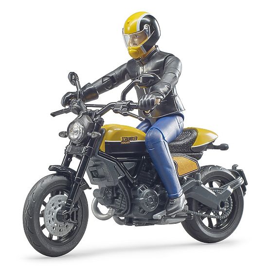 Bruder 63053 BWORLD Motorrad Scrambler Ducati Cafe Racer mit Fahrer