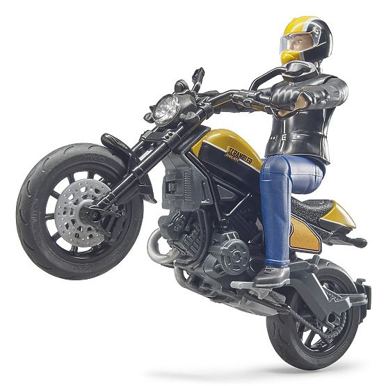 Bruder 63053 BWORLD Motorrad Scrambler Ducati Cafe Racer mit Fahrer