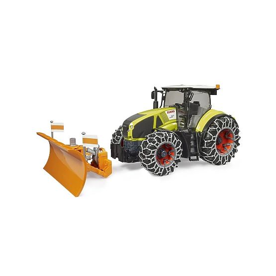 Bruder Claas Axion 950 mit Schneeketten und Schneepflug