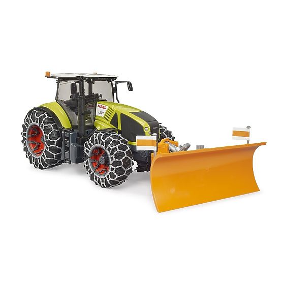 Bruder Claas Axion 950 mit Schneeketten und Schneepflug