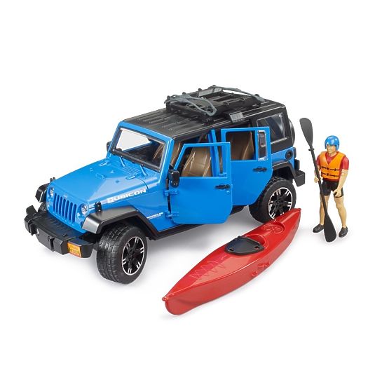 Bruder Jeep Wrangler Rubicon mit Kajak und Figur 1:16