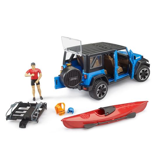 Bruder Jeep Wrangler Rubicon mit Kajak und Figur 1:16