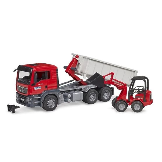 Bruder LKW MAN TGS mit Container und Schäffer Hoflader