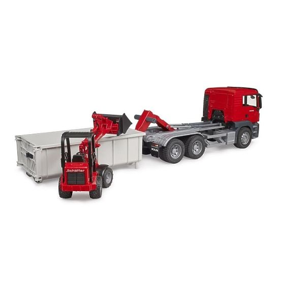 Bruder LKW MAN TGS mit Container und Schäffer Hoflader