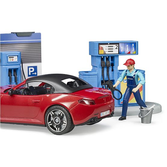 Bruder Tankstelle mit Auto und 2 Figuren