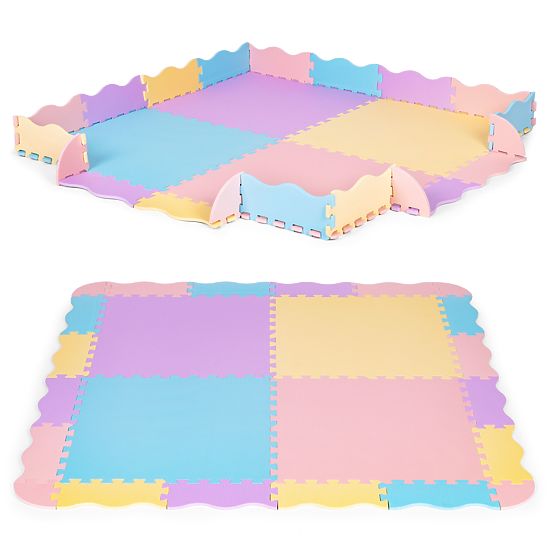 Bunte Schaumstoffmatte für Kinder mit Umrandung 141,5x141,5 cm 24 Stk. IPLAY