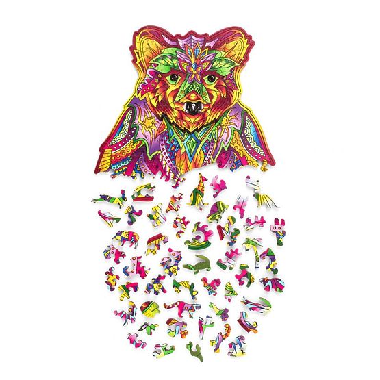 Buntes Holzpuzzle - Bär