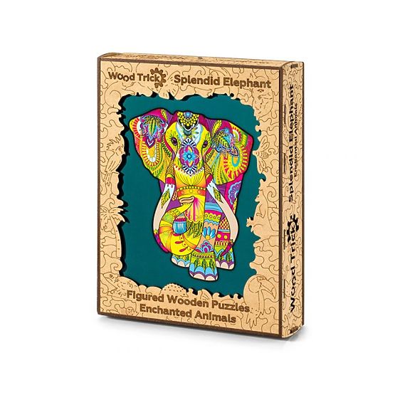Buntes Holzpuzzle - Elefant