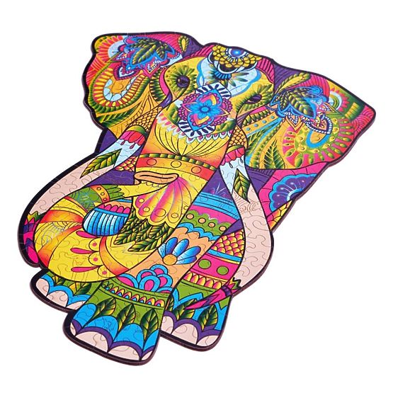 Buntes Holzpuzzle - Elefant