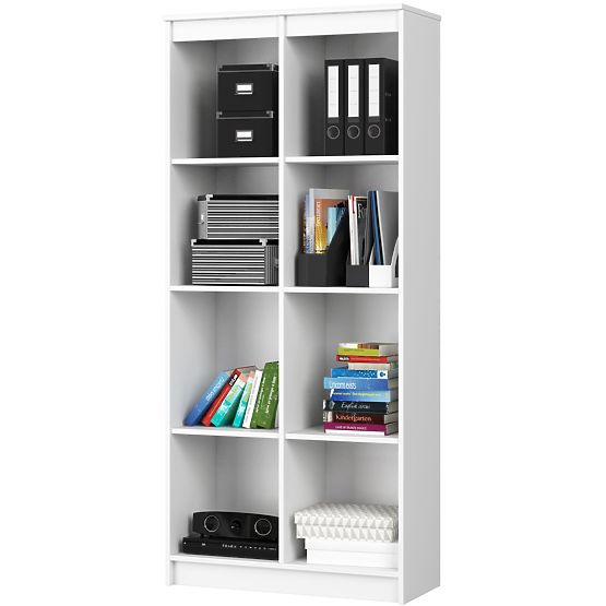 BÜROREGAL R 80 cm CLP 8 FÄCHER WEISS
