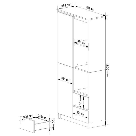 Büroregal R 80 cm CLP R11 WEISS / WEISS GLANZ