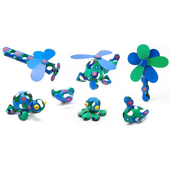 Clixo Magnetische Bausteine Crew Pack, Grün-Blau
