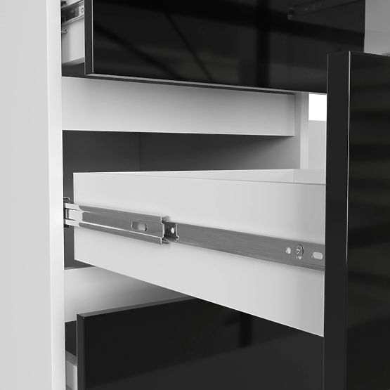 COMPUTERTISCH A-11 135 cm 6 SCHUBLADEN PK WEISS / SCHWARZ GLANZ