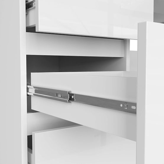 COMPUTERTISCH A-11 135 cm 6 SCHUBLADEN PK WEISS / WEISS GLANZ