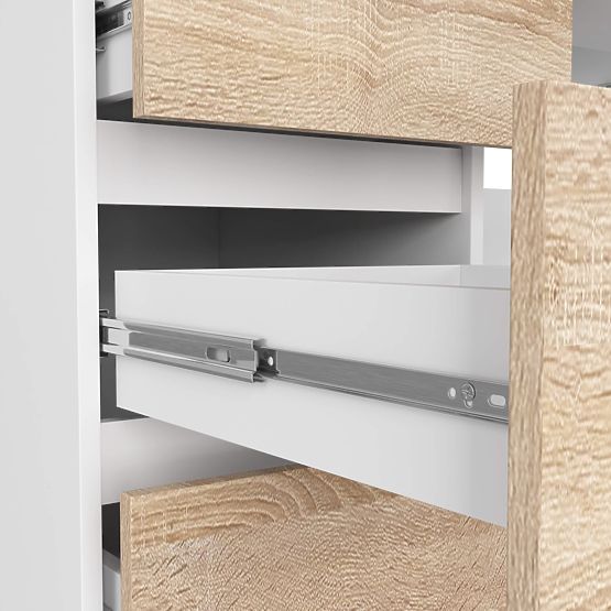 COMPUTERTISCH A-11 135 cm 6 SCHUBLADEN WEISS / SONOMA