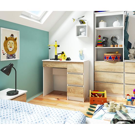 COMPUTERTISCH A-7 90 cm RECHTS PK WEISS / SONOMA