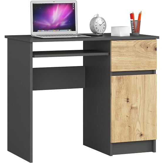 COMPUTERTISCH PIKSEL PK GRAU / EICHE ARTISAN - RECHTS
